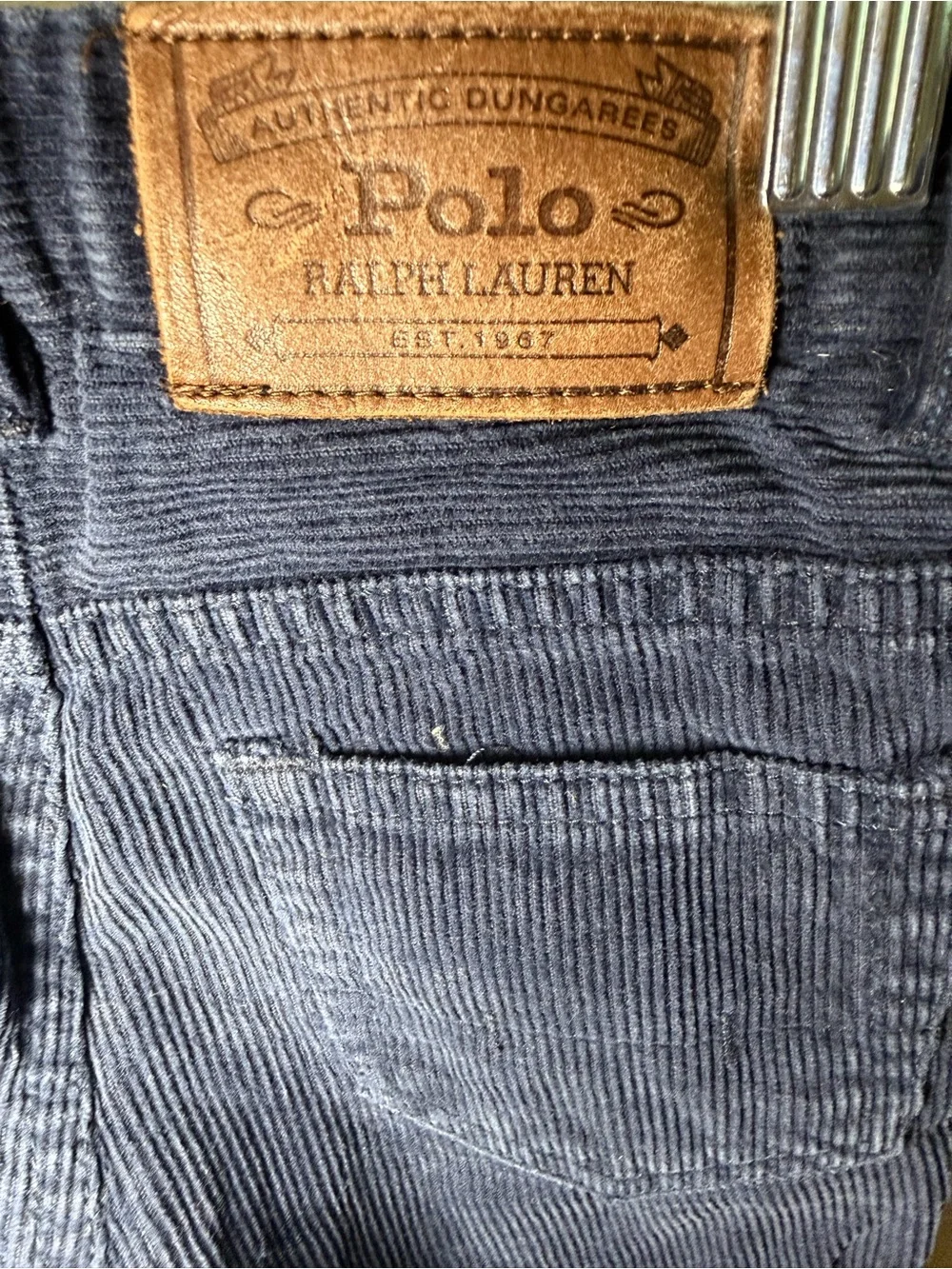 Polo Ralph Lauren Boys Navy Blue Corduroy Cotton Pants Button Zip Pockets Casual